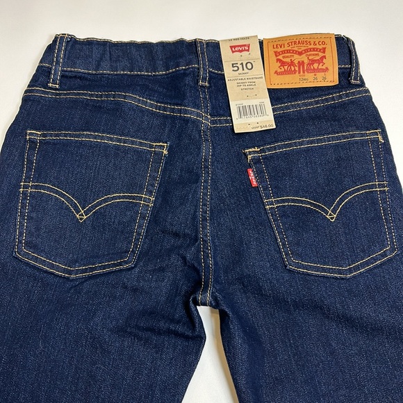 Levi's 510 Skinny Jeans Girls Size 12 Denim 26x26 Kids Button Zipper Blue New - Picture 3 of 8
